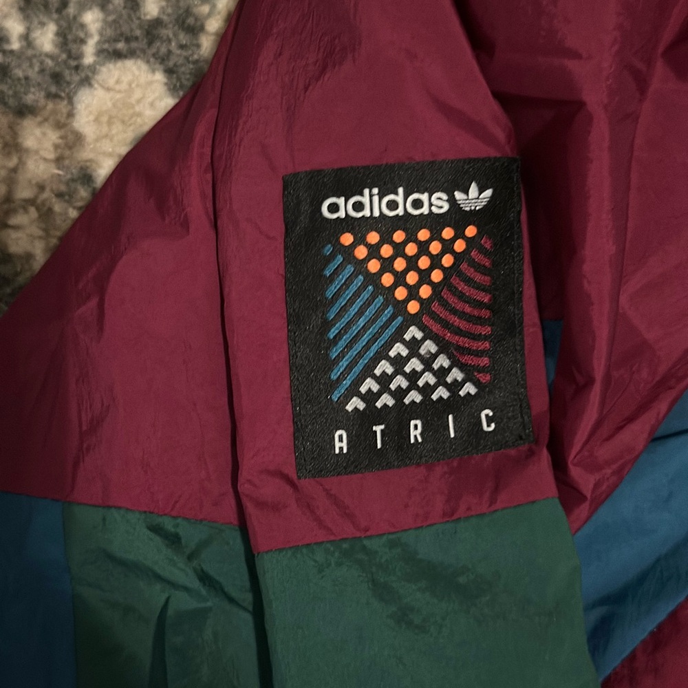 Adidas Green and Blue Windbreaker with Hood - Picture 4 of 6